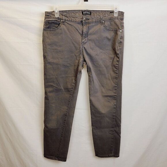 Buffalo David Bitton Pants - Buffalo David Bitten Daily Mid-Rise Stretch Skinny Ankle Grazer Grey Pants 12/32
